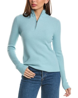 Женский кашемировый свитер Forte Cashmere с застежкой-молнией в рубчик, зеленый Xs