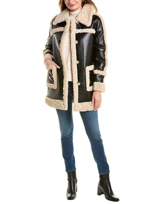 

Женское пальто Badgley Mischka из шерпы, Creme/blk, NA