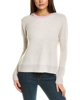 

Женский кашемировый свитер в рубчик с круглым вырезом Forte Cashmere, Бежевый
