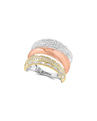 Effy Fine Jewelry 14-каратное трехцветное кольцо с бриллиантом весом 0,95 Карата Женское 7
