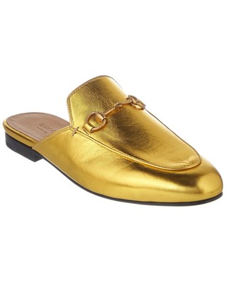 Женские туфли из металлической кожи Gucci Princetown, золото 35