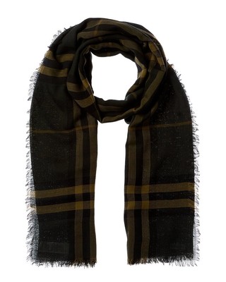 Шерстяной шарф Burberry в клетку, женский серый