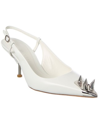 

Женские кожаные туфли-лодочки Alexander Mcqueen Spike с ремешком на пятке, Белый, NA