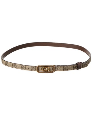 

Женский ремень Gucci Interlocking G Gg Supreme из ткани и кожи, Коричневый