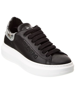 Valentino By Mario Valentino Fresia Zip Leather Sneaker Womens Black 10