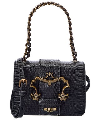 

Женский дверной молоток Moschino Mini из тисненой кожи, черный, NA