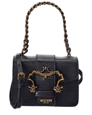 Женский дверной молоток Moschino Mini из тисненой кожи, черный