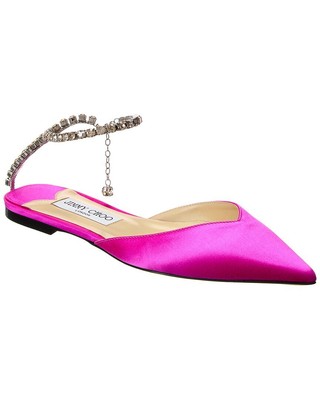

Атласные женские туфли на плоской подошве Jimmy Choo Saeda, Fuchsia crystal honey, NA