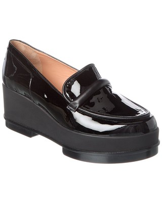 Clergerie Yoko Patent Wedge Loafer Womens Black 39.5