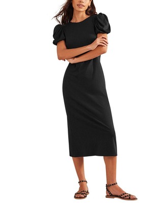 

Женское трикотажное платье миди Boden с пышными рукавами, Черный