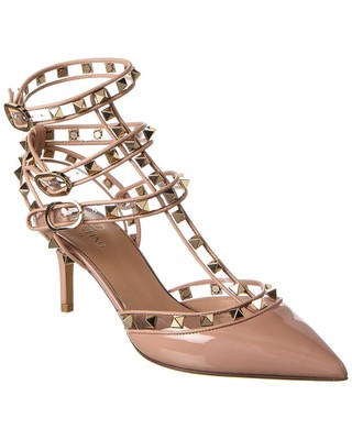

Женские туфли-лодочки Valentino Rockstud Caged 65 с лакированным и виниловым ремешком на щиколотке, Розовый, NA