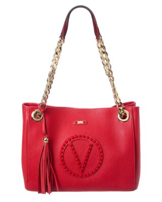 Valentino By Mario Valentino Luisa Rock Leather Shoulder Bag Womens Red Os