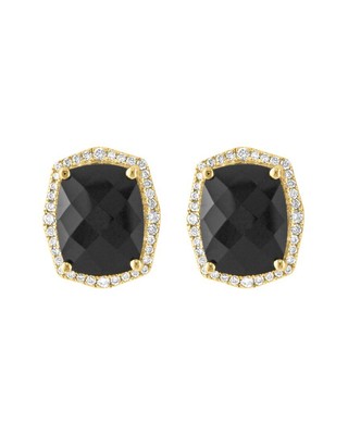 Женские серьги с бриллиантами и ониксом Effy Fine Jewelry 14 Карат весом 4,00 Карата