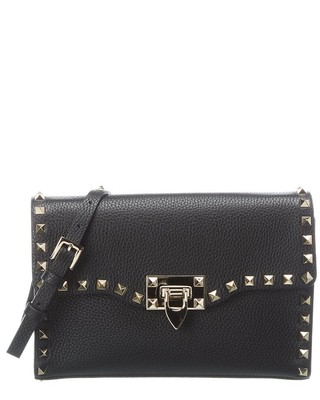 

Маленькая женская сумка через плечо из зернистой кожи Valentino Rockstud, черная, NA
