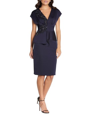 Aidan Mattox V Neck Cocktail Dress Womens  0