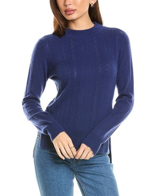Женский свитер из смеси шерсти и кашемира Malo Cashmere Pointelle синего цвета Xl