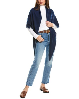 Кашемировый треугольник с бахромой Forte Cashmere Женский синий
