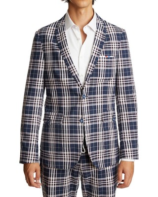 

Мужская куртка Bromley Notch с пейсли и серым узором, Navy red seersucker