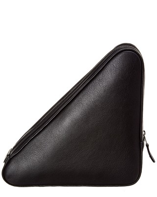 Balenciaga Womens  Triangle Medium Leather Pouch, Black