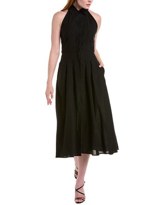 

Льняное платье миди Max Mara Caio женское черное, Черный