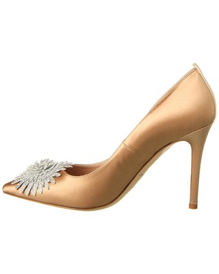 Pre-owned Sjp By Sarah Jessica Parker Safa 100 Satin Pump Women's In Brown