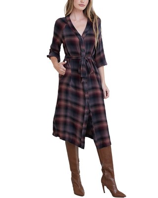 

Женское платье макси на пуговицах Bella Dahl с рукавами епископа, Capupcanyon pucker plaid