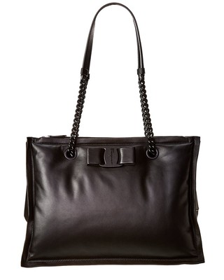 

Маленькая кожаная женская сумка-тоут Ferragamo Viva Bow, черная, NA