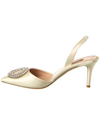 Pre-owned Sjp By Sarah Jessica Parker Zoya 70 Satin Slingback Pump Women's In White