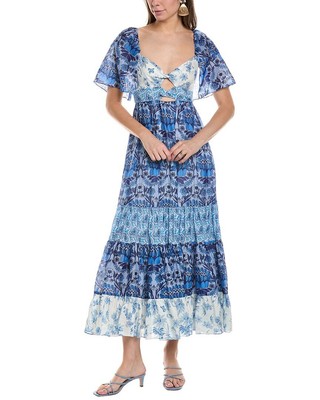 Sandro Linen-Blend Maxi Dress Womens