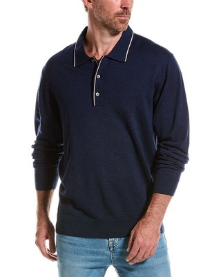 Velvet By Graham & Spencer Tony Wool Polo Sweater Mens Blue Xxl