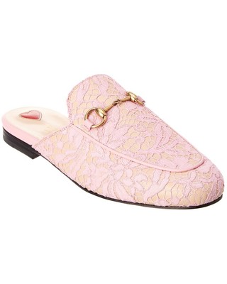 

Женские кожаные и кружевные тапочки Gucci Princetown, Na, NA