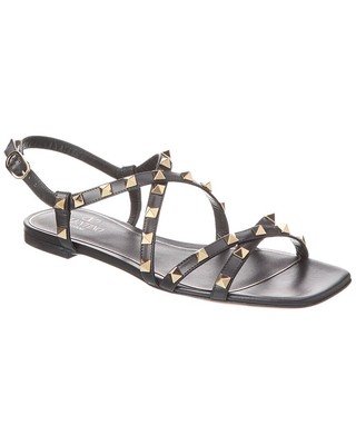 Кожаные сандалии Valentino Rockstud Женские черные 39