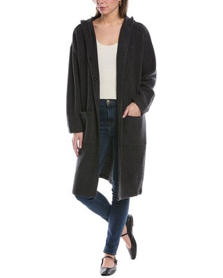 Eileen Fisher Hooded Wool-Blend Coat Womens