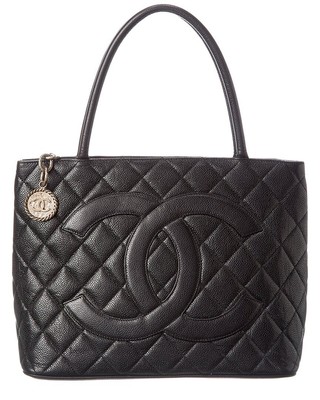 

Черная стеганая кожаная сумка-тоут с медальоном цвета икры Chanel (оригинальные бывшие в употреблении) женская, NA