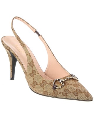 Женские туфли-лодочки Gucci Horsebit Gg Canvas на плоской подошве 36,5
