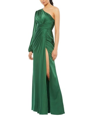 Женское платье Mac Duggal с одним рукавом зеленого цвета 4