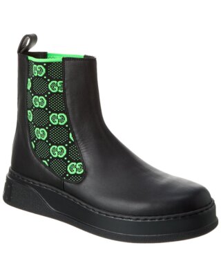 

Мужские кожаные ботинки Gucci Gg, Черный, NA