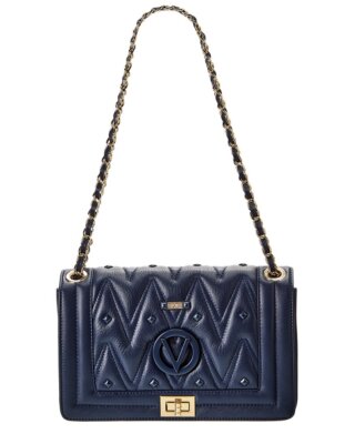 Valentino By Mario Valentino Alice Diamond Leather Shoulder Bag Womens Blue
