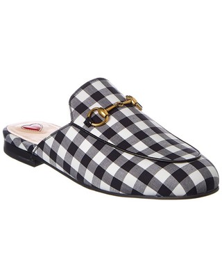 

Женские тапочки в клетку Gucci Princetown в клетку, Белый, NA