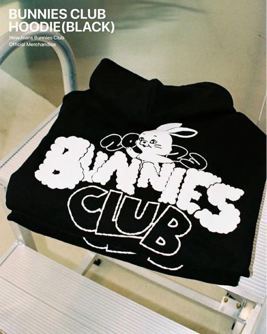 Newjeans BUNNIES club パーカー NewJeans Bunnies Club 2023 Hoodie Black M size weverse