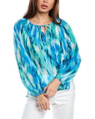 Женский топ в крестьянском стиле из мерцающего шелка Tommy Bahama Ikat