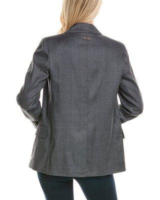 Pre-owned Peserico Linen & Wool-blend Jacket Women's In Blue