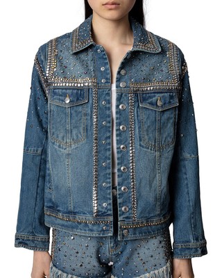 

Женская джинсовая куртка с заклепками Zadig - Voltaire Killer, Light blue, NA