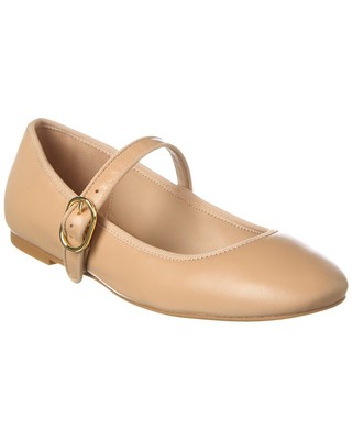 Stuart Weitzman Alice Кожаные балетки на плоской подошве женские бежевые 10