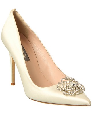Pre-owned Sjp By Sarah Jessica Parker Aya 100 Satin Pump Women's In White