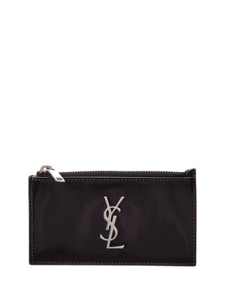 Saint Laurent Monogram Fragments Zipped Leather Card Case Womens Black