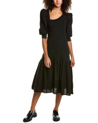 

Асимметричное комбинированное женское платье миди Nation Ltd Catalina, Черный