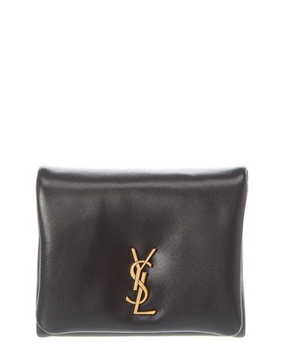 Кожаный бумажник Saint Laurent Calypso Compact Pillow Женский черный