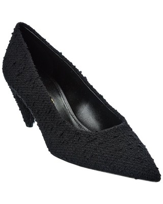 Женские туфли-лодочки из твида Saint Laurent Vivi 55, черные 35