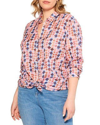 Nic + Zoe Плюс Geo Dots Плюс рубашка бойфренда Женская розовая 2X